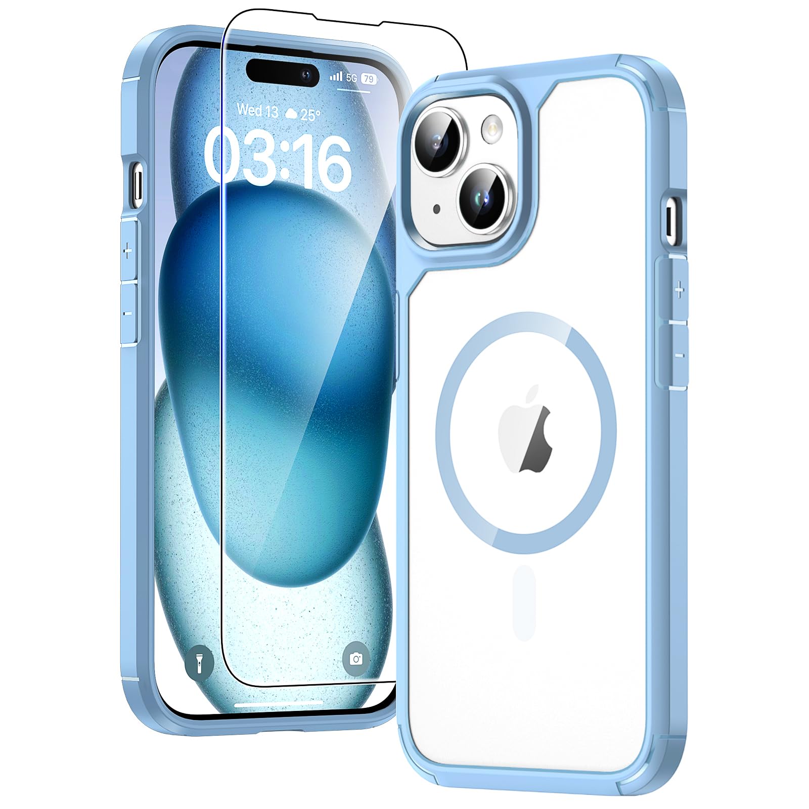 TAURI Funda para iPhone 13/iPhone 14, Compatible con MagSafe [No amarillea] con Vidrio Templado, Carcasa Nueva para iPhone 13/iPhone 14,Funda Ultra Fina antichoque - Transparente — view 176