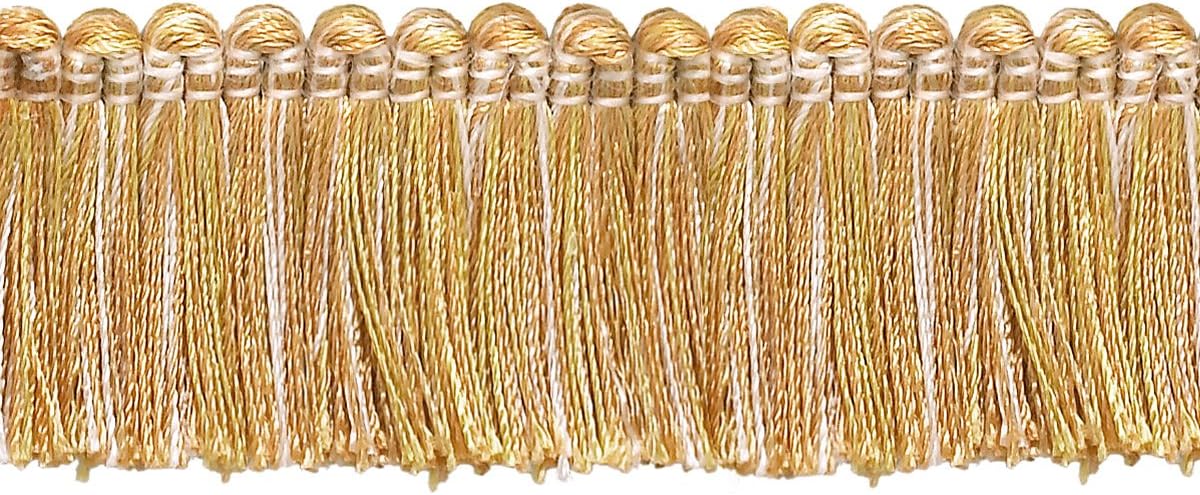 DÉCOPRO 1 1/2" (3.5cm) Imperial Collection Brush Fringe Trim # 0150IB, Summer Rose Pink #3549 (Light Pink, White Ivory, Green Blue) 5 Yard Value Pack (15 ft/4.5m)