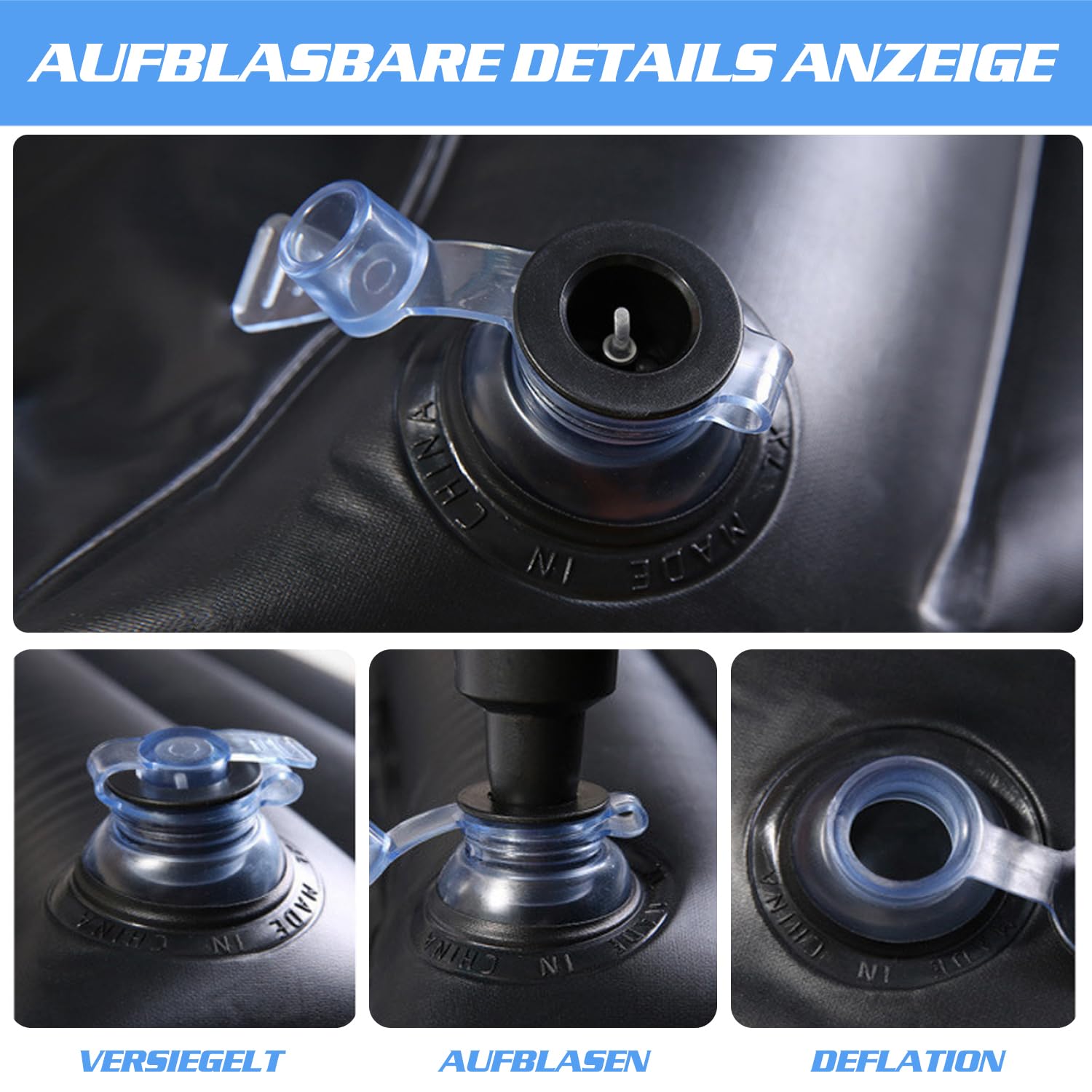 Ergocar Auto Luftmatratze Aufblasbare Matratze mit Pumpe Air Bett Camping Auto Kissen für Reisen Camping Hinterhof Strand (Schwarz)