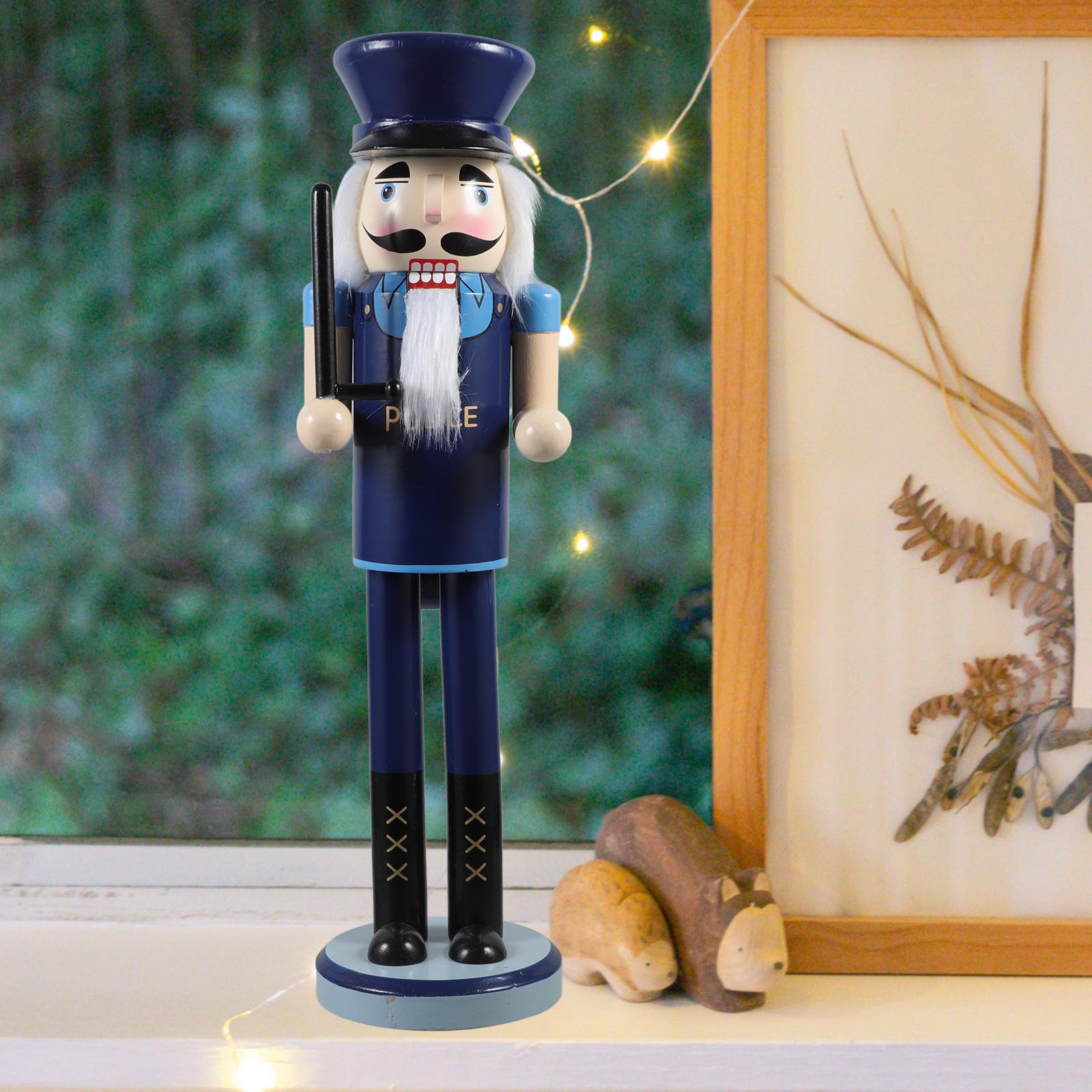 Beaupretty 3 Piezas Cascanueces de Mesa Policía Navideño de Madera Azul,