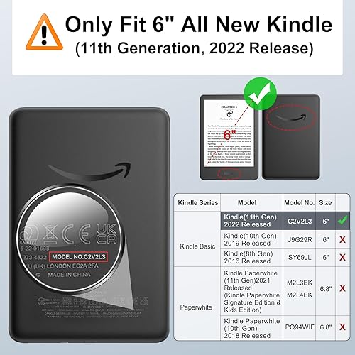 Miniatura 2 de MoKo Funda para Kindle de 6 pulgadas (11 generación-2022), ultra transparente, suave, flexible, transparente, TPU, contraportada, color negro con