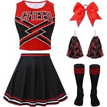 Womens Cheerleader Costume Adult Cheerleading Outfit Set 5Pcs
