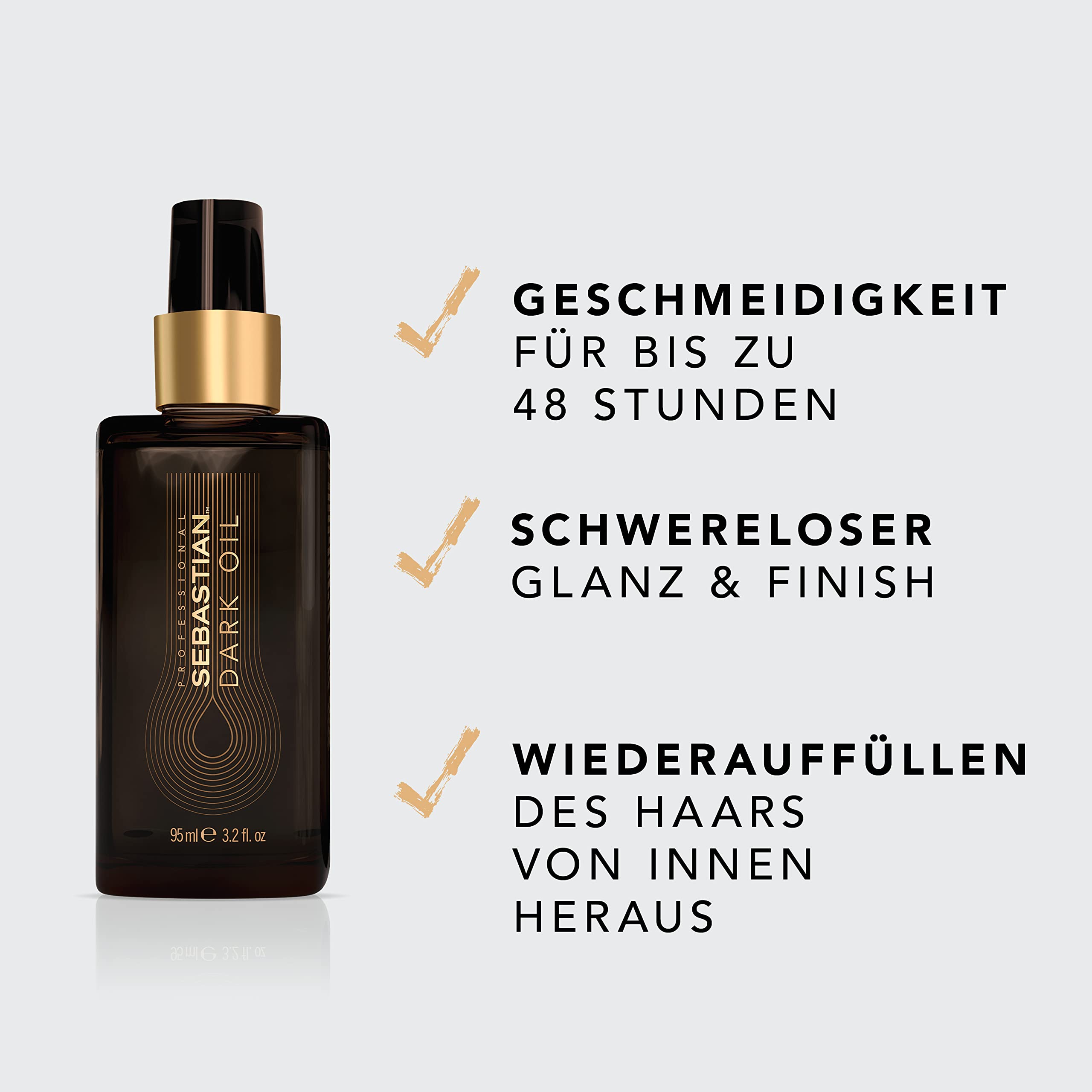 SEBASTIAN PROFESSIONAL DARK OIL – Schwereloses Styling-Öl für Glanz und Definition – mit Jojoba- und Arganöl – für alle Haartypen – 95 ml
