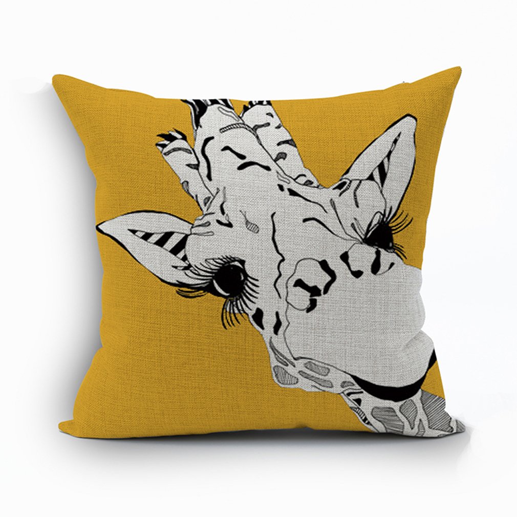 Nunubee Pillowcase Deer Sofa Cushion Cover Home Pillowcase Soft Durable cotton linen Decorative Pillow Cover, Yellow
