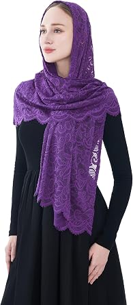 Wgior Rectangular Chapel Veil Scarf Catholic Church Veils Mantilla Wrap Shawl Mass Head Covering