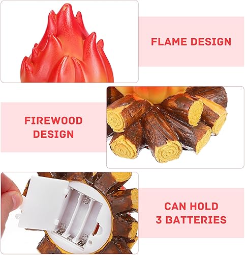 Miniatura 5 de NUOBESTY Mini lámpara de fogata de simulación creativa, luz LED sin llama, lámpara de mesa de llama falsa para decoración de interiores, resina,