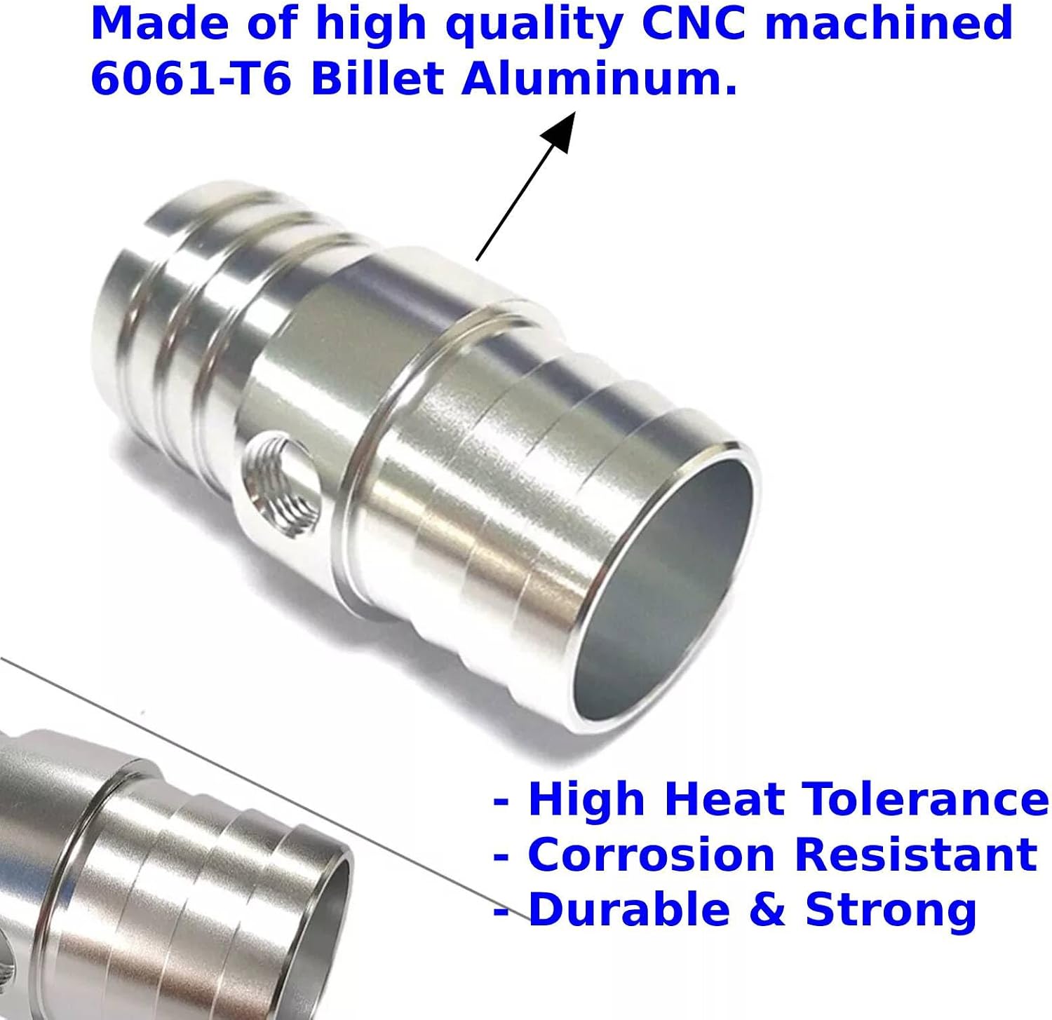 1" OD Hose Connector with 1/8" NPT Port Steam Tube Adapter Top Radiator for LS swap Steam/Coolant Hose Crossover Splice with 2 Hose Clamps