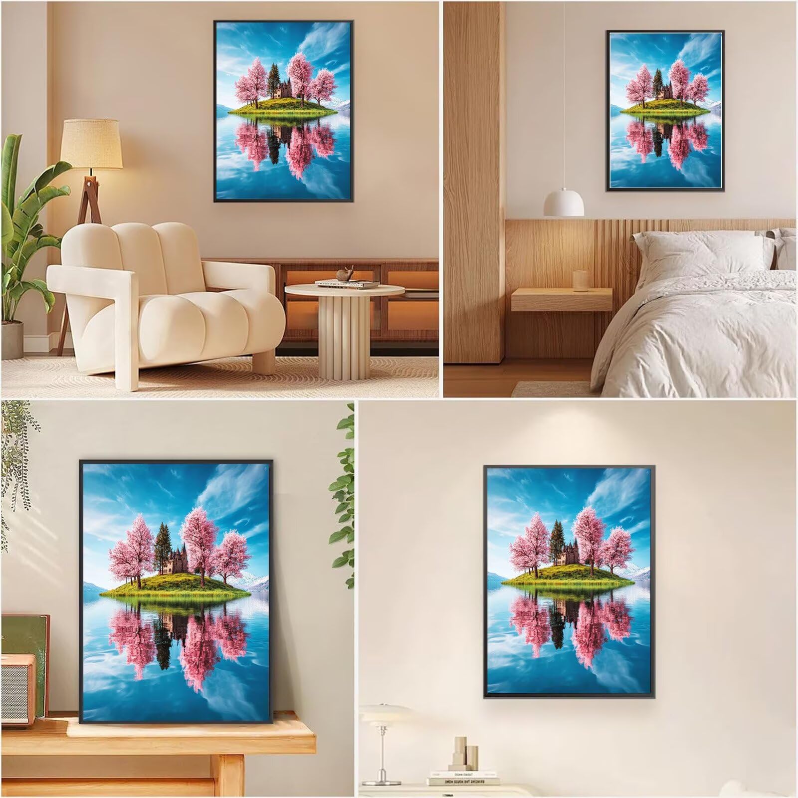 Diamond Painting Blau, Landschaft Diamond Painting Erwachsene 5D Eckige Steine Full Drill Diamond-painting, Kreuzstich Bastelset Kreativ Set für Erwachsene, Home Wand Dekor, Geschenke 60x90cm,Model694
