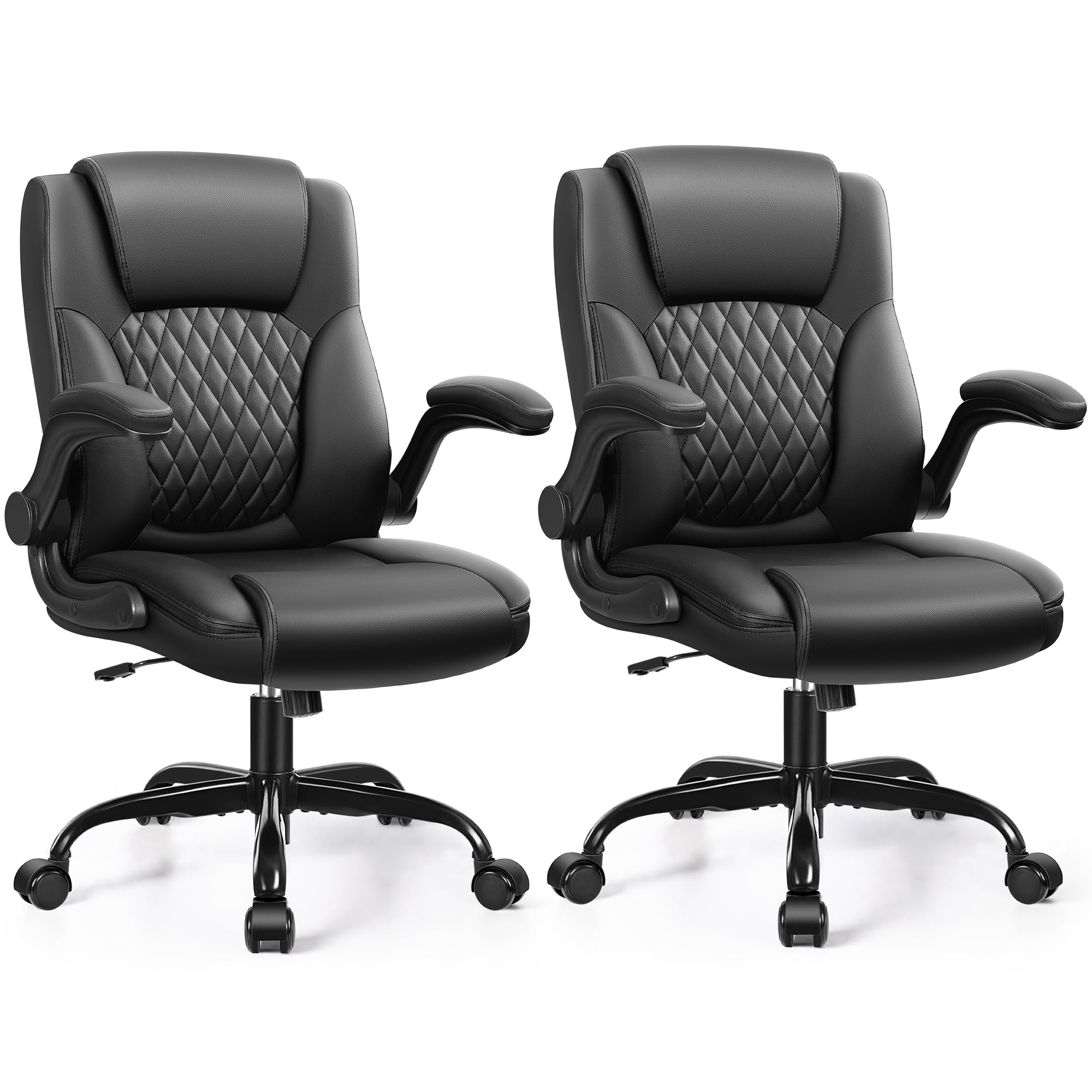 Leather Office Chair, PU Home Computer Desk Chairs with Ergonomic Back Support, 360°Swivel Free，Small Gaming Chair with Wheels and Adjustable Armrests, for Short People Use
