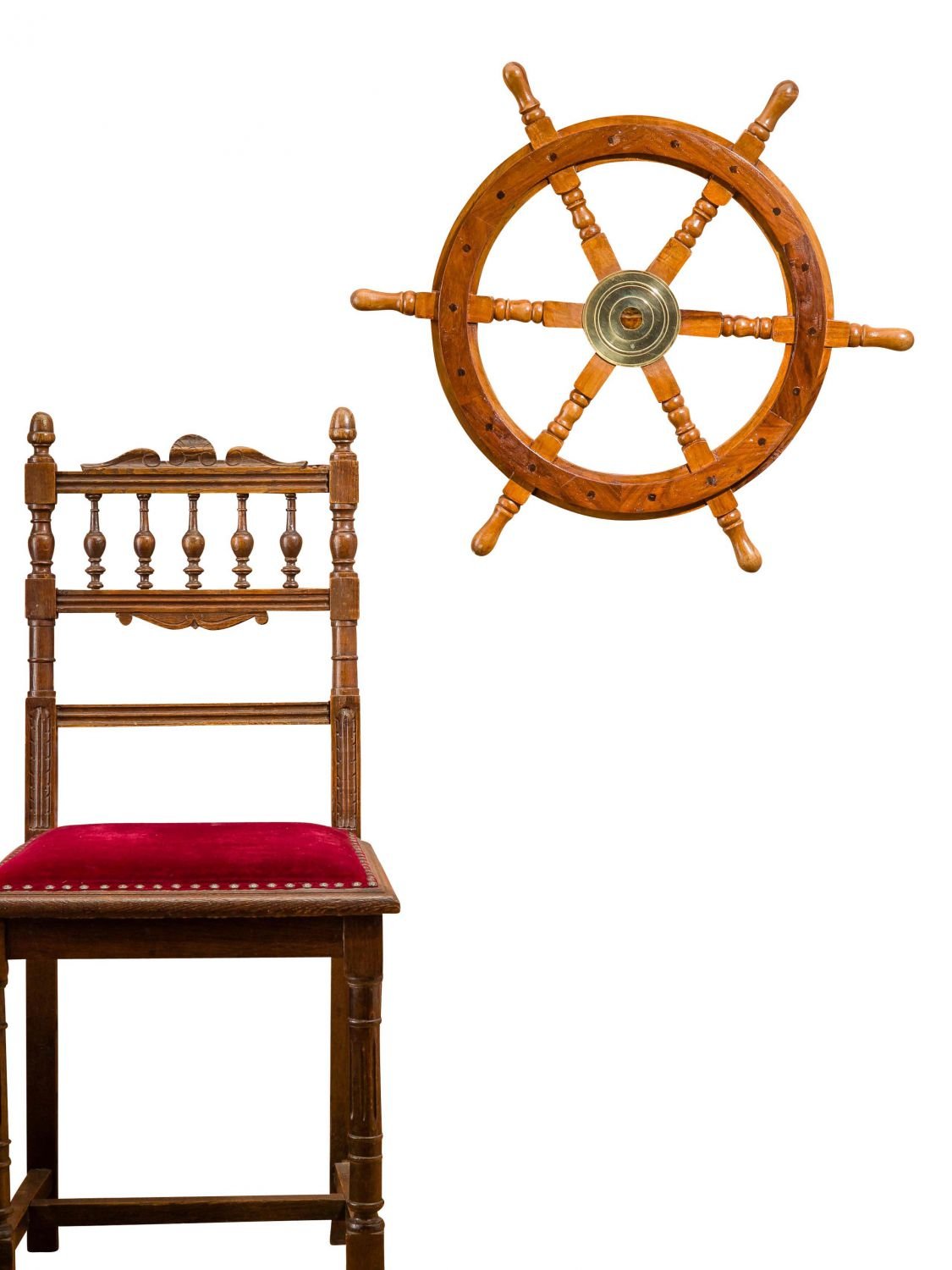 Steuerrad 62cm Holz Messing Schiff Schiffsrad Schiffssteuerrad Schiffe Boot