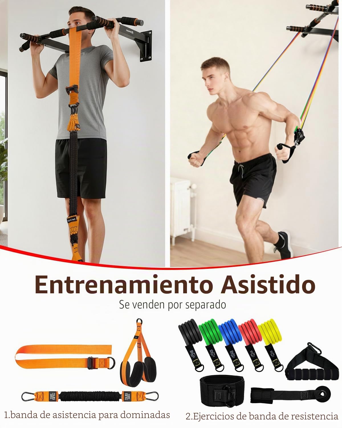 Abahub Barra de Dominadas con 3 Agarre y Estructura Triangular, Montaje a Pared (200kg) - Ideal para Calistenia y un Home Gym Seguro – Negro/Naranja