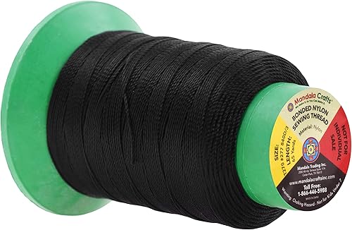 Miniatura 866 de Mandala Crafts Hilos de coser resistentes de nailon consolidado, hilo para tejer jeans de cuero, hilos de tapicería marina al aire libre, Beige