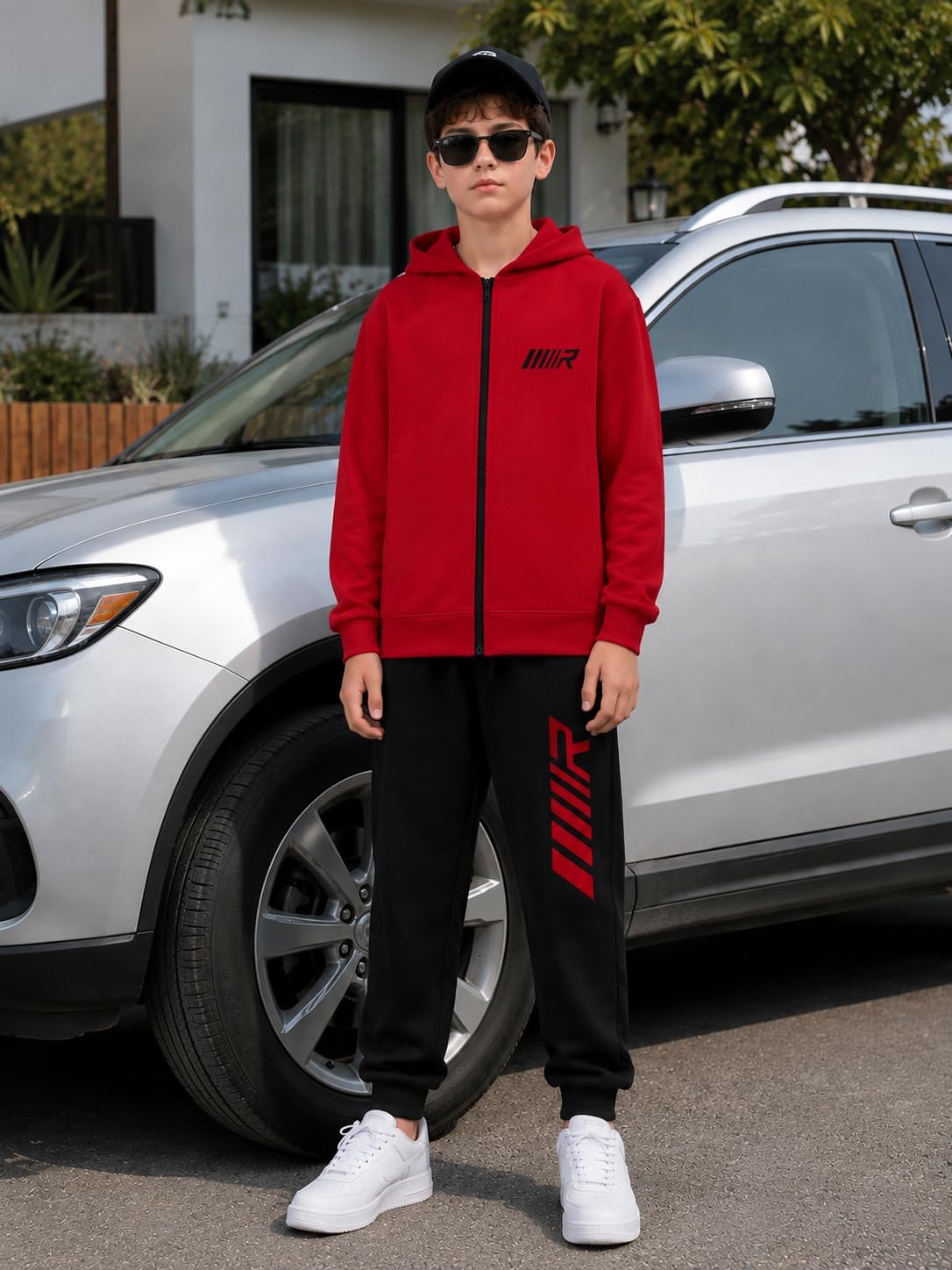 Yoxindax Boys Fashion Clothes 2 Piece Sweatsuit Set Zip Up Hoodie Sweatshirt & Pants Kids Boys Fall Winter Outfits 7-16Y