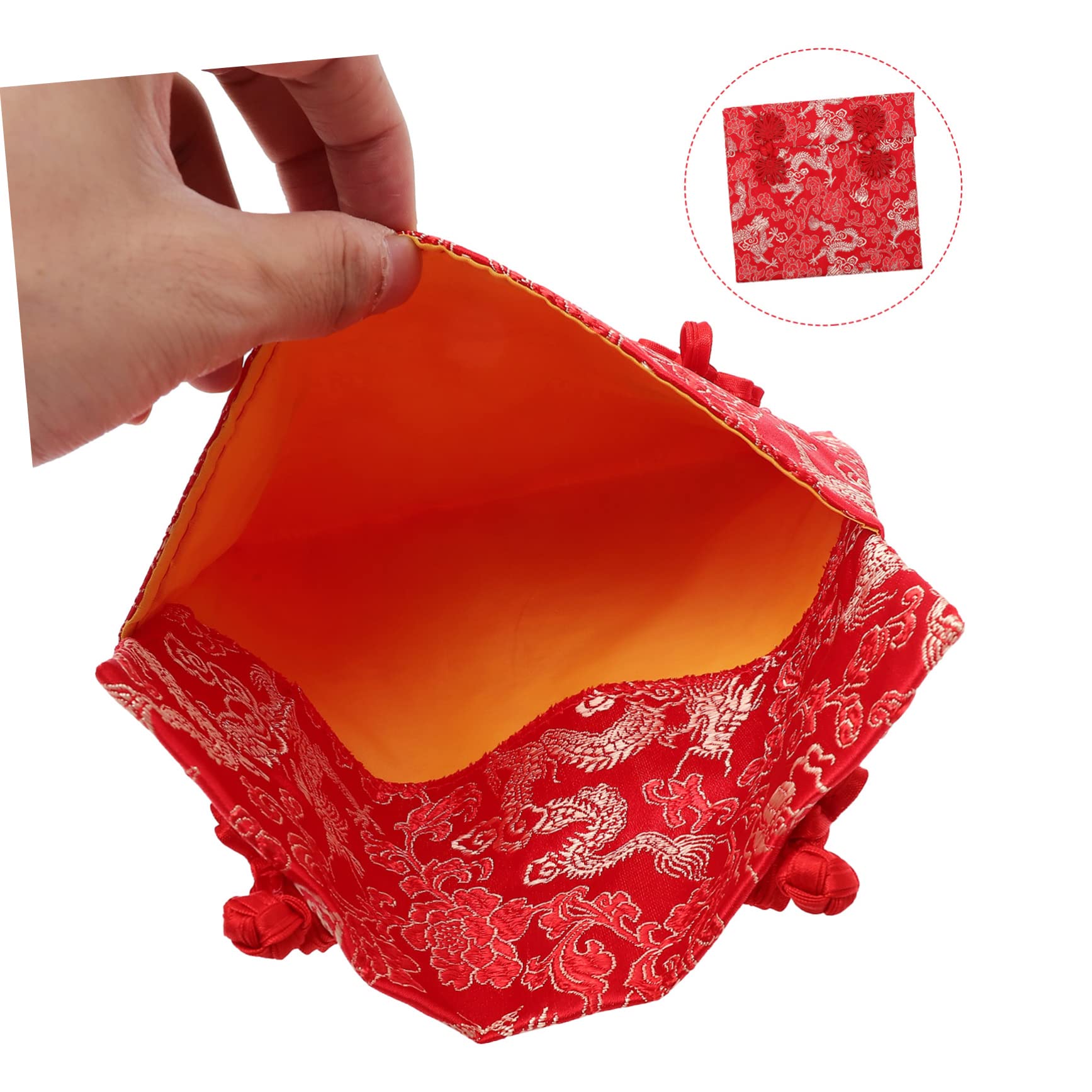 TEHAUX 10piezas Sobres Rojos De Seda Para Dinero Diseño De Chinos Paquete Para Bodas y Celebraciones Del Año Lunar