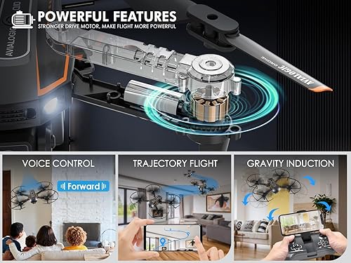 Miniatura 4 de AVIALOGIC Mini dron con cámara para niños helicóptero de control remoto regalos para niños y niñas FPV RC Quadcopter con cámara de video en vivo HD
