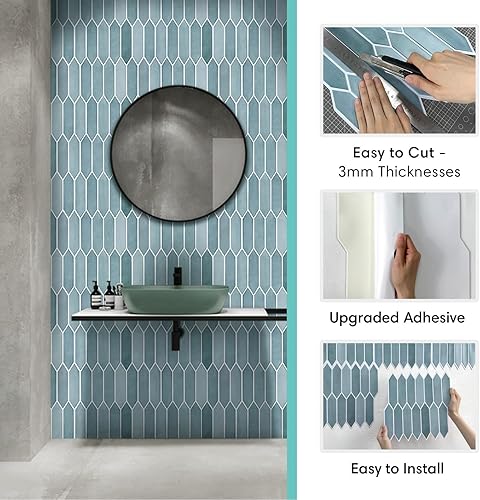 Miniatura 5 de 10 azulejos adhesivos de PVC mate de 11.8 x 11.8 pulgadas, ultralivianos y finos de PVC 3D, para despegar y pegar, para cocina, sala de estar,