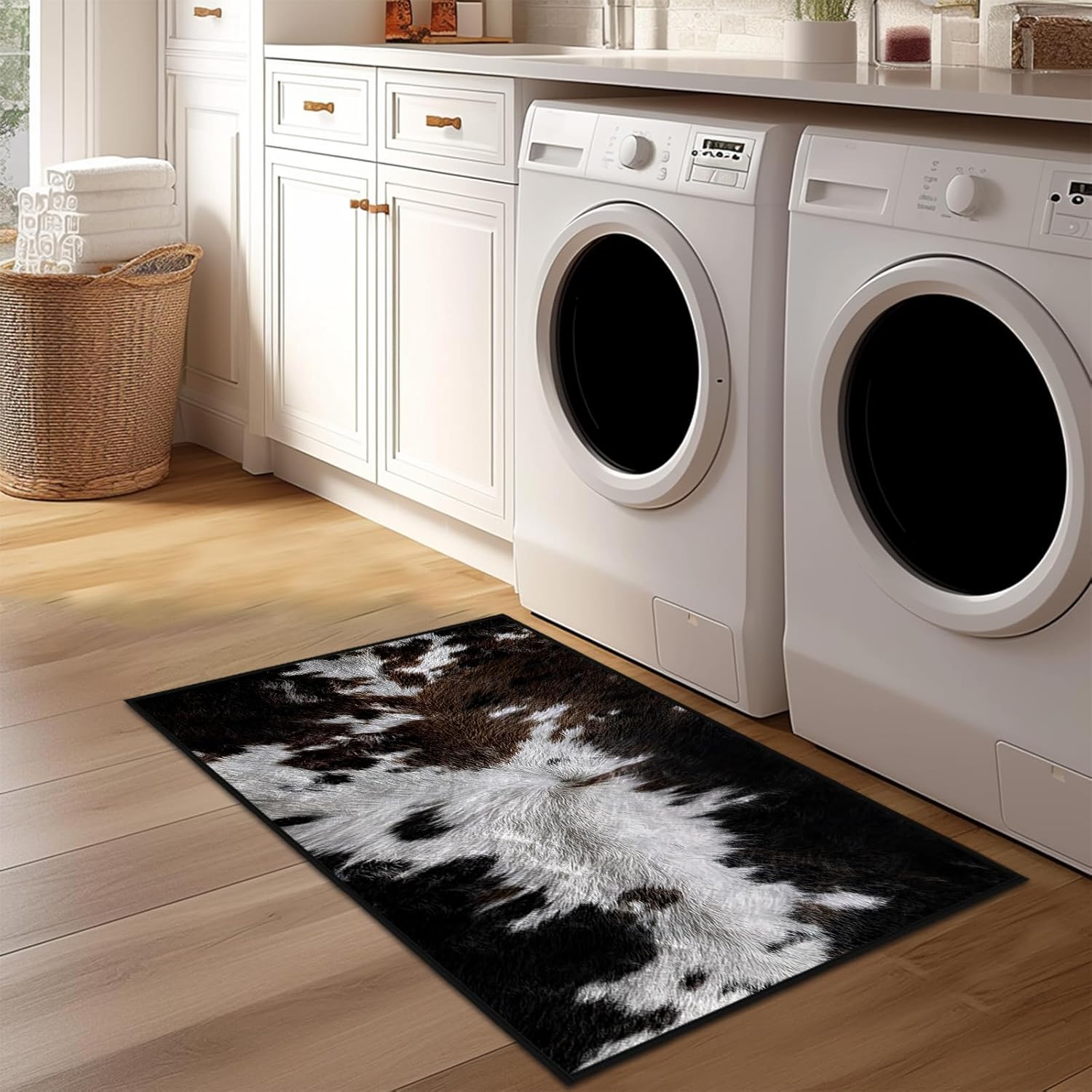 Cowhide Area Rug Washable Entry Rug 2x3 Western Kitchen Rugs for Entryway,Cow Print Rugs Non-Slip Indoor Entrance Door Mat,Rustic Throw Carpet Vintage Small Area Carpets for Front Door,Bathroom