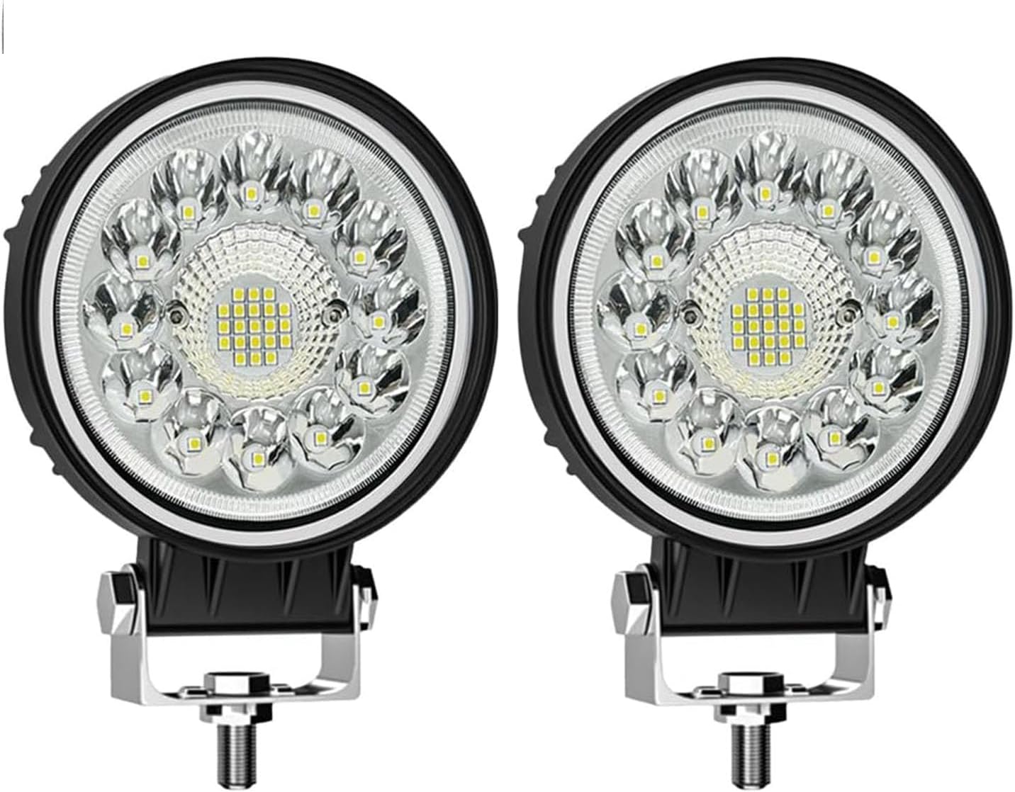 LED Tractor Work Lights, 4 Inch LED Pods Light 99W Round 12V/24V Spot Beam Lights Off-Road Driving Lighting Fog Light Bar for Truck Pickup SUV ATV UTV (2PCS)