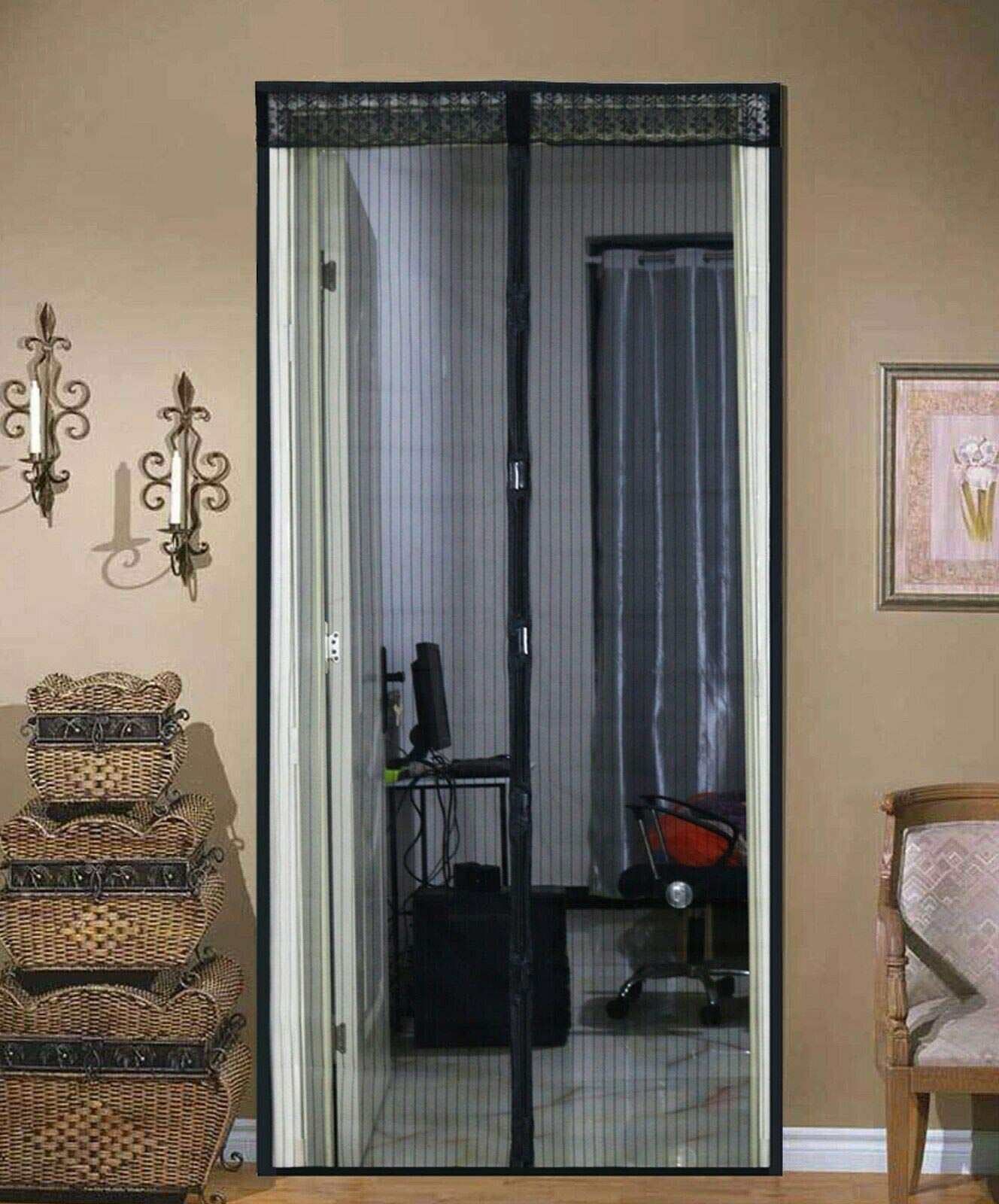 Magic Magnetic Insect Door Net Screen Bug Mosquito Fly Insect Mesh Guard Curtain (Black)
