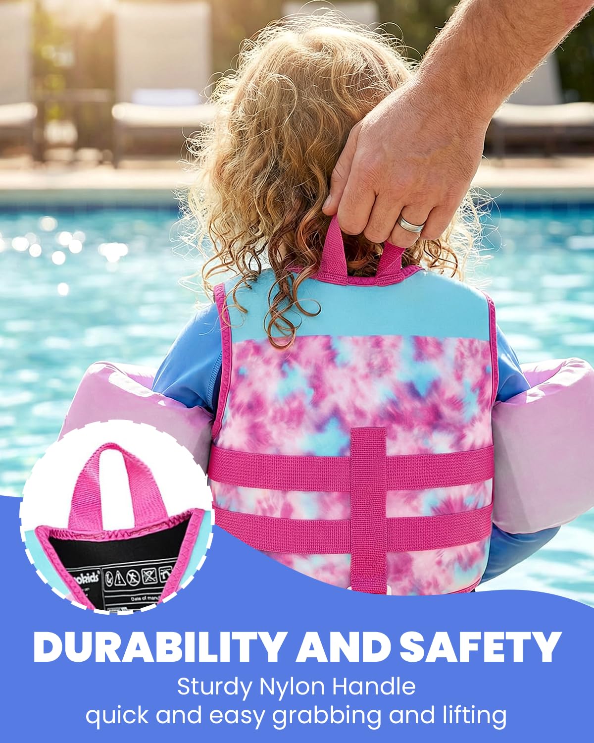 Gogokids Gilet da Nuoto per Bambini con Braccioli, Stile Giacca Galleggiante, Cinghie Regolabili (1-6 Anni/9-30 kg)