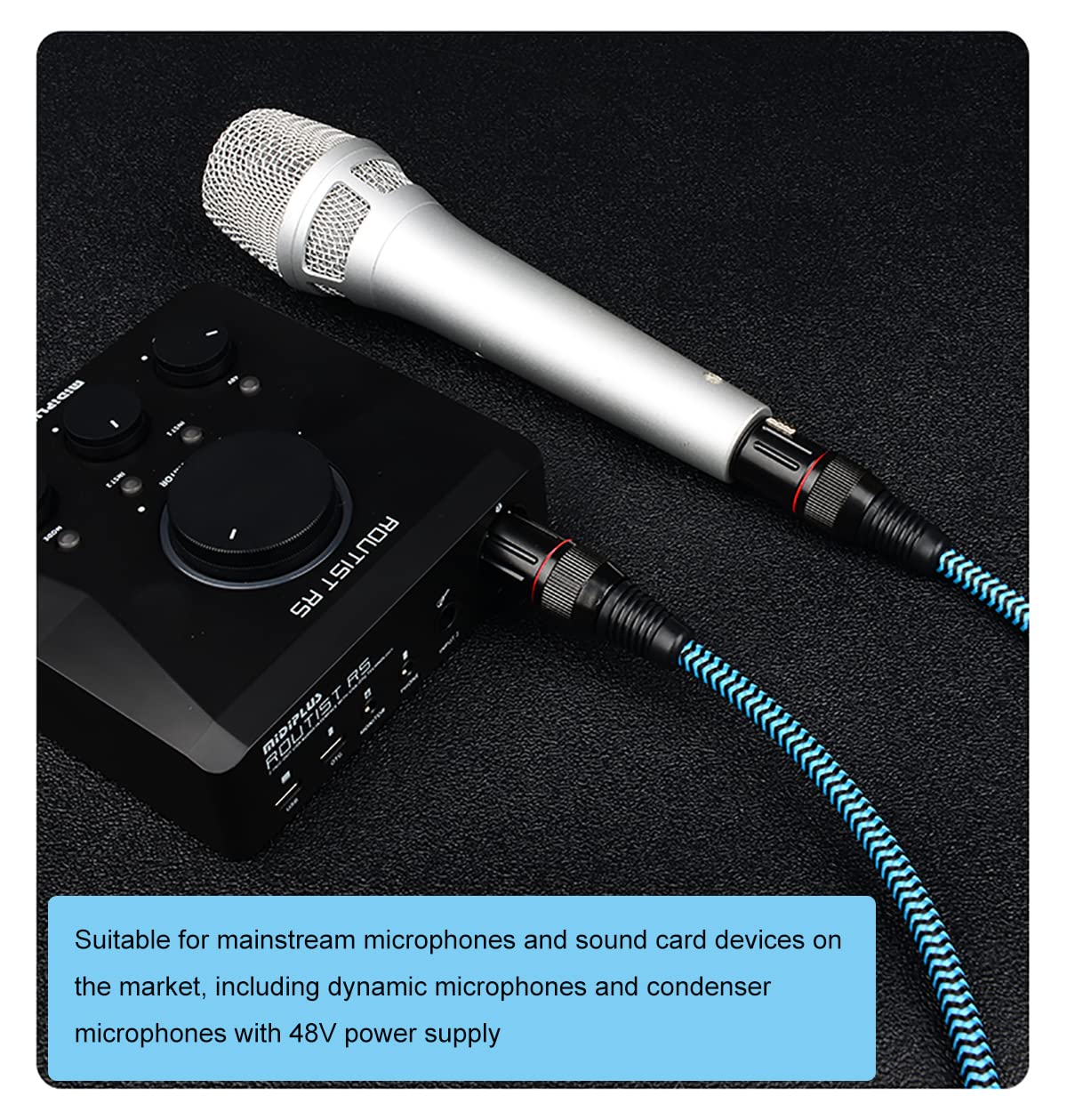 XLR-Kabel, 1,8 m, 2 Stück, audiophile Mikrofonkabel, XLR-Stecker auf XLR-Buchse, symmetrisches Mikrofonkabel, 3-polig, Mikrofonkabel, goldene Kontakte