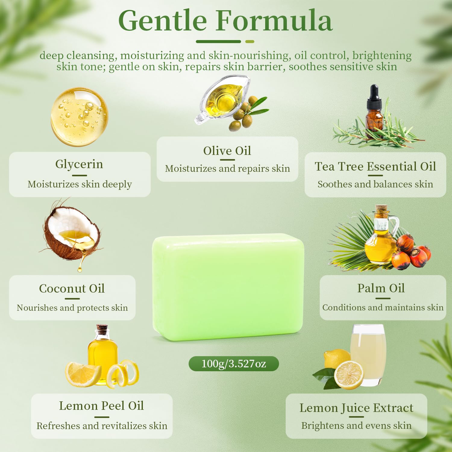 Lot De 2 Savons À L’arbre À Thé, Savon Nettoyant – Pour Visage, Corps Et Mains. Nettoyage En Profondeur, Contrôle Du Sébum, Apaisement, Hydratation Et Réparation Cutanée - 2