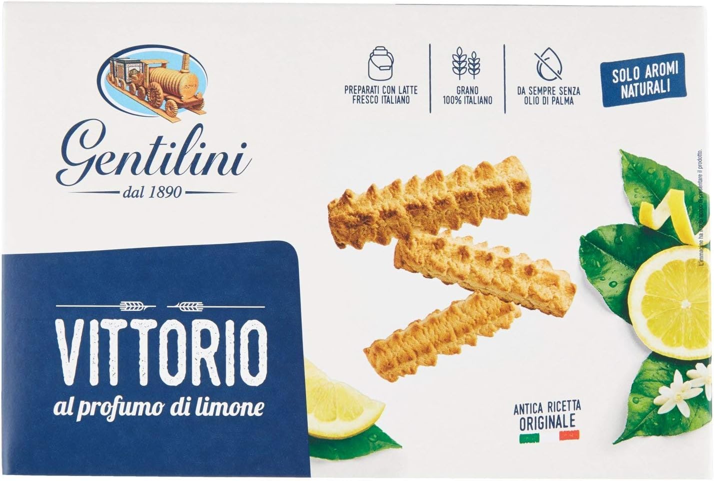 Gentilini Biscotti Vittorio al Profumo di Limone, Antica Ricetta Originale 250g [CAIYA® BOX da 8 Confezioni]