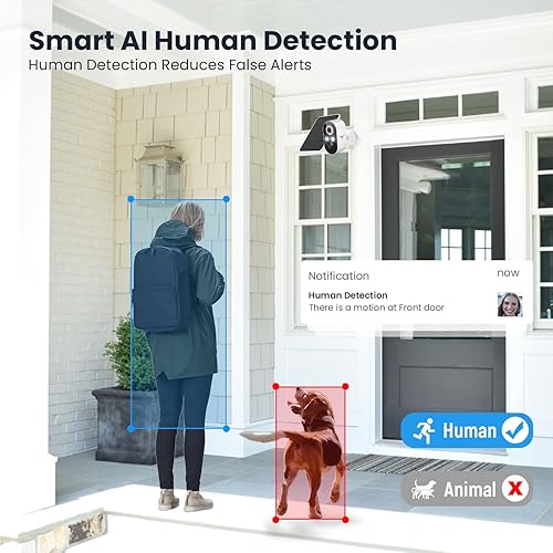 Miniatura 3 de Cámara de seguridad inalámbrica de 1080p con panel solar, detección humana AI, conversación de 2 vías, visión nocturna, almacenamiento en la nube,