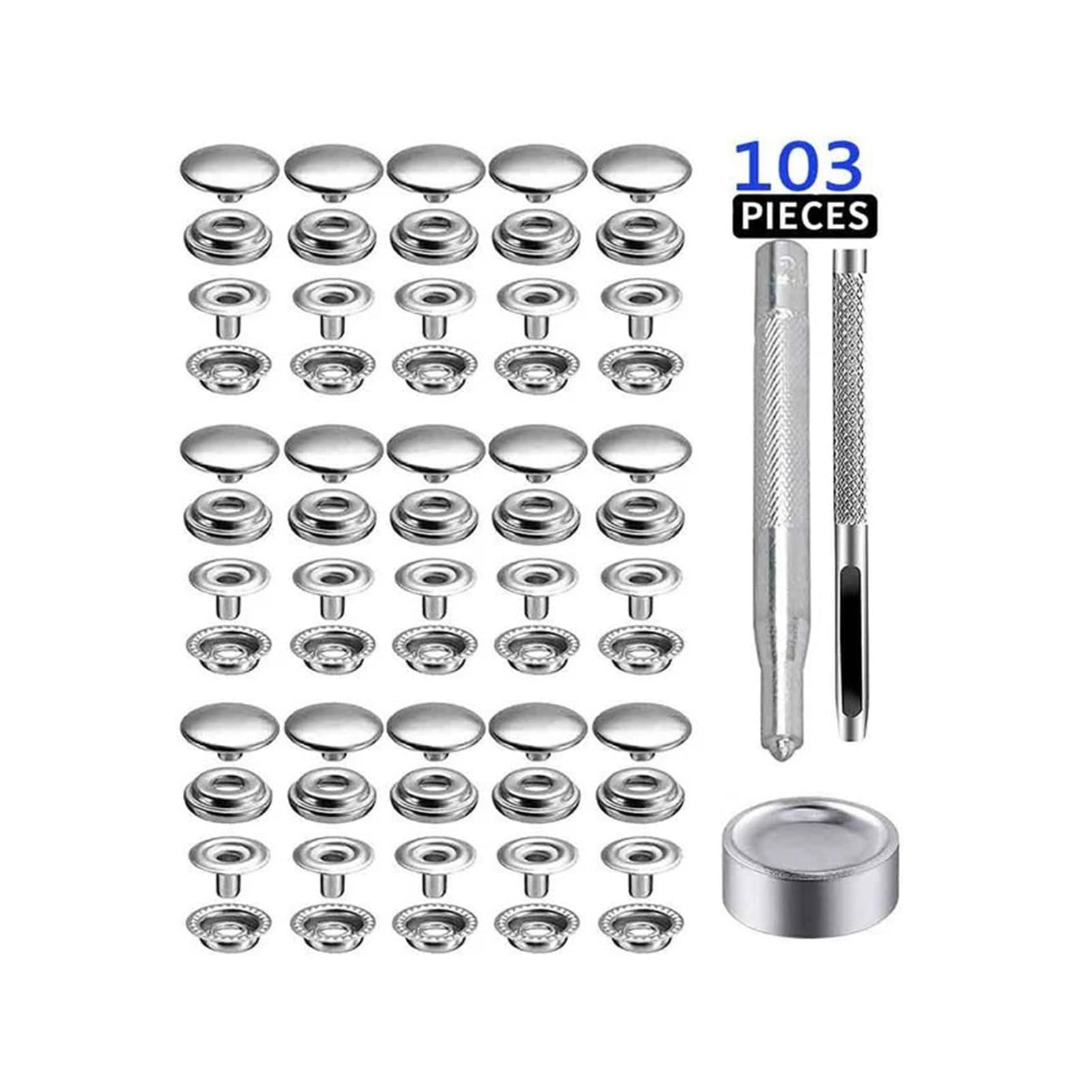100 Uds. Kit de presión de Lona de 15mm, Cierre a presión de Calidad Naval, Botones a presión de Acero Inoxidable for Cubierta de Barco, Costura de Cuero, Ropa, Tienda