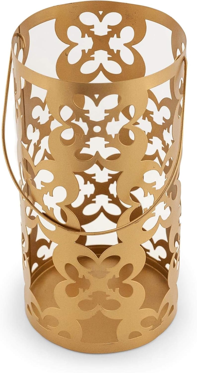 Seven20 Star Wars Stamped Iron Lantern with Handle | Gold Die Cut Rebel Symbol Clusters | Indoor & Outdoor Use | 11.5 Inches Tall