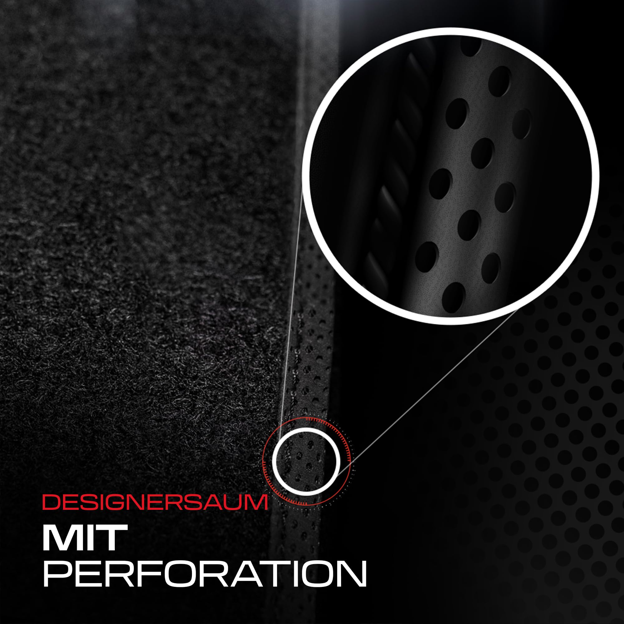 Performance Personalisierte Velours Fußmatten Auto passend für Volvo V40 II 2012-2019 - Premium, Perforiert, schwarz -Präzise CNC-Stickerei, Design-Lochpaspel, Auto Fußmatten - Perfekt für Autofahrer