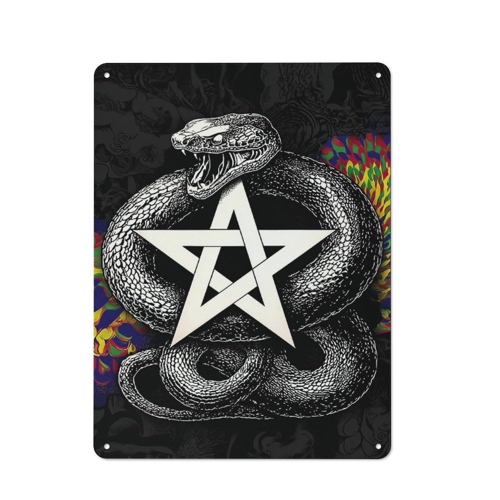 Snake Pentagram Art Print -1 Decorative Tin Plaque 40x30cm, Vintage Bar Wall Plaque for Bar, Kitchen, Garage Or Games Room
