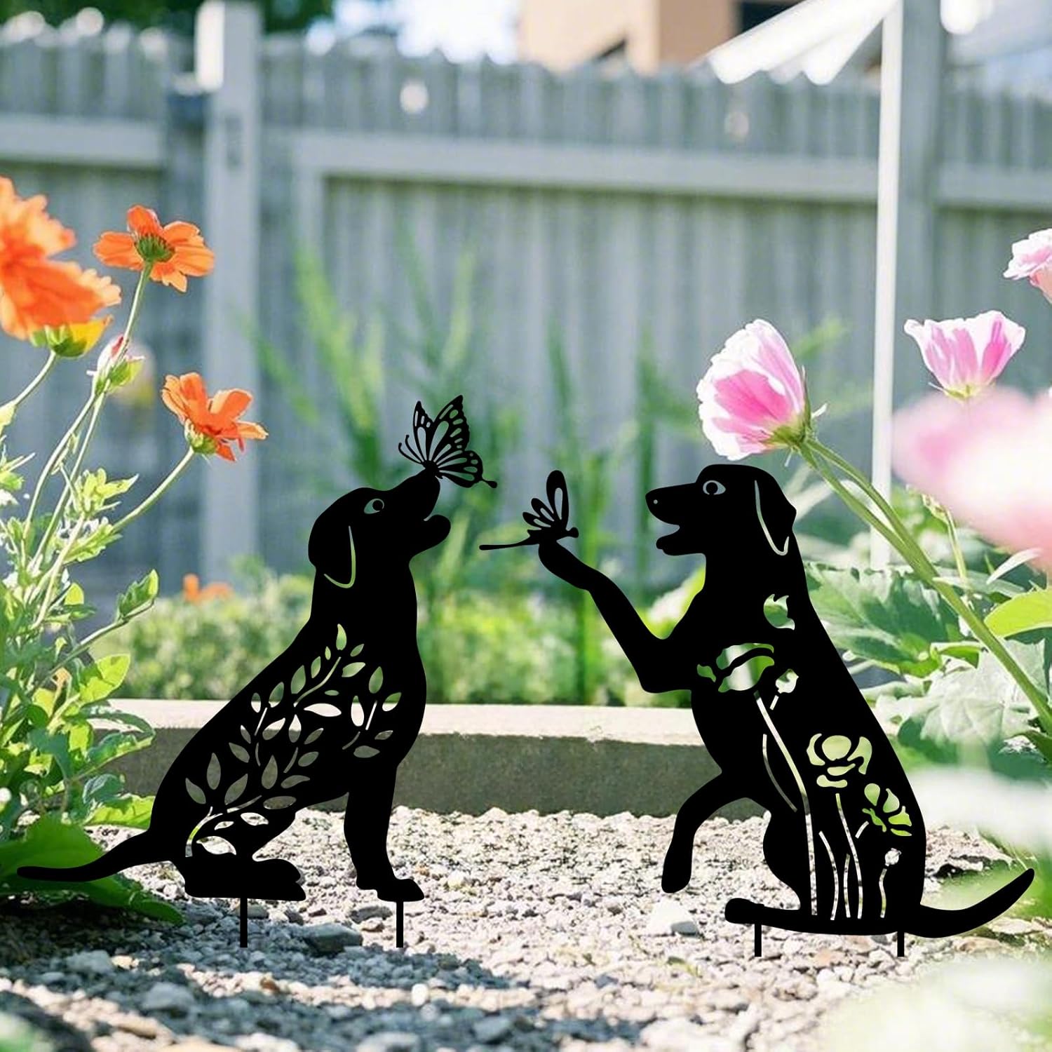 WONDER GARDEN Metal Dog Decor for Outside - 2 Pack Garden Stakes Decorative, Black Dog Silhouette Statues Lawn Ornaments Yard Patio Decor Women Men Mom Gifts - Image 3