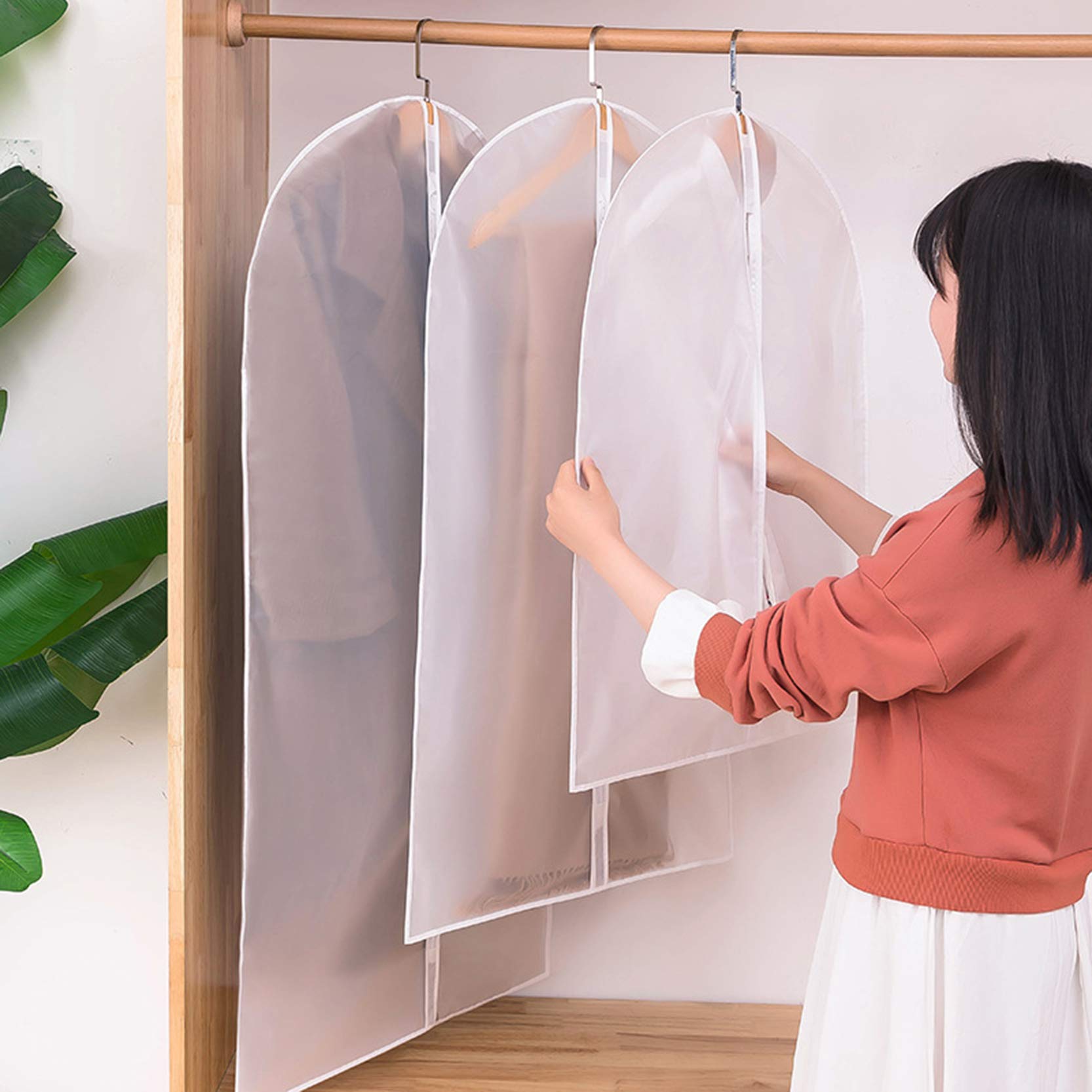 Fundas Protectoras Para Ropa Bolsas 12 Piezas,Fundas Para Ropa Colgantes Funda Pte Al Desgaste Y Lavable A Prueba De Polvo,Fundas Protectoras Para Ropa Translúcidas Con Cremallera,A-60x100cm