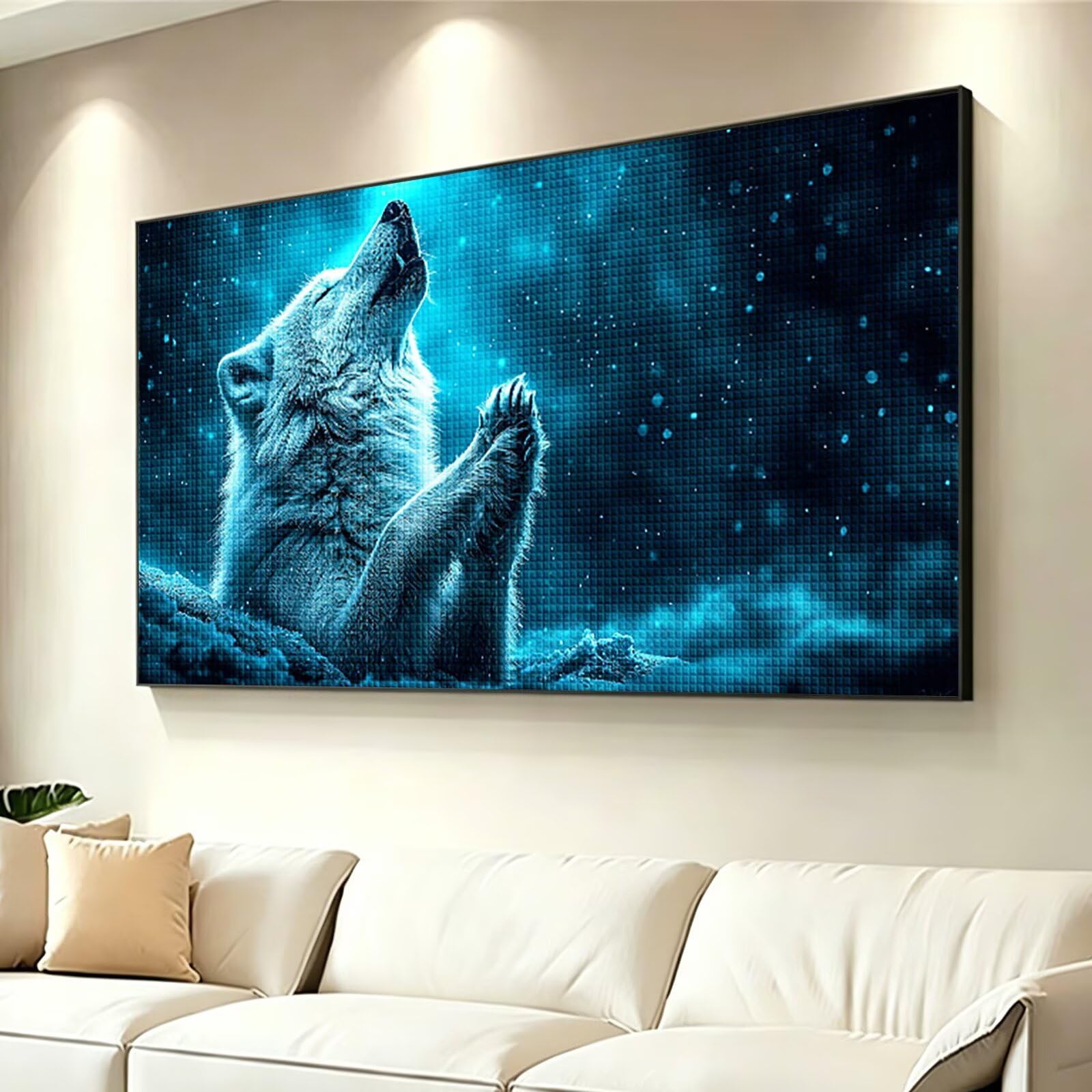 Diamond Painting Grande 120x60cm Lobo Diamond Painting Adultos, DIY Animal Pintura de Diamante Manualidades Adultos, 5D Cuadrado Rhinestone Bordado Punto de Cruz para Home Decoration Regalo 0J-415
