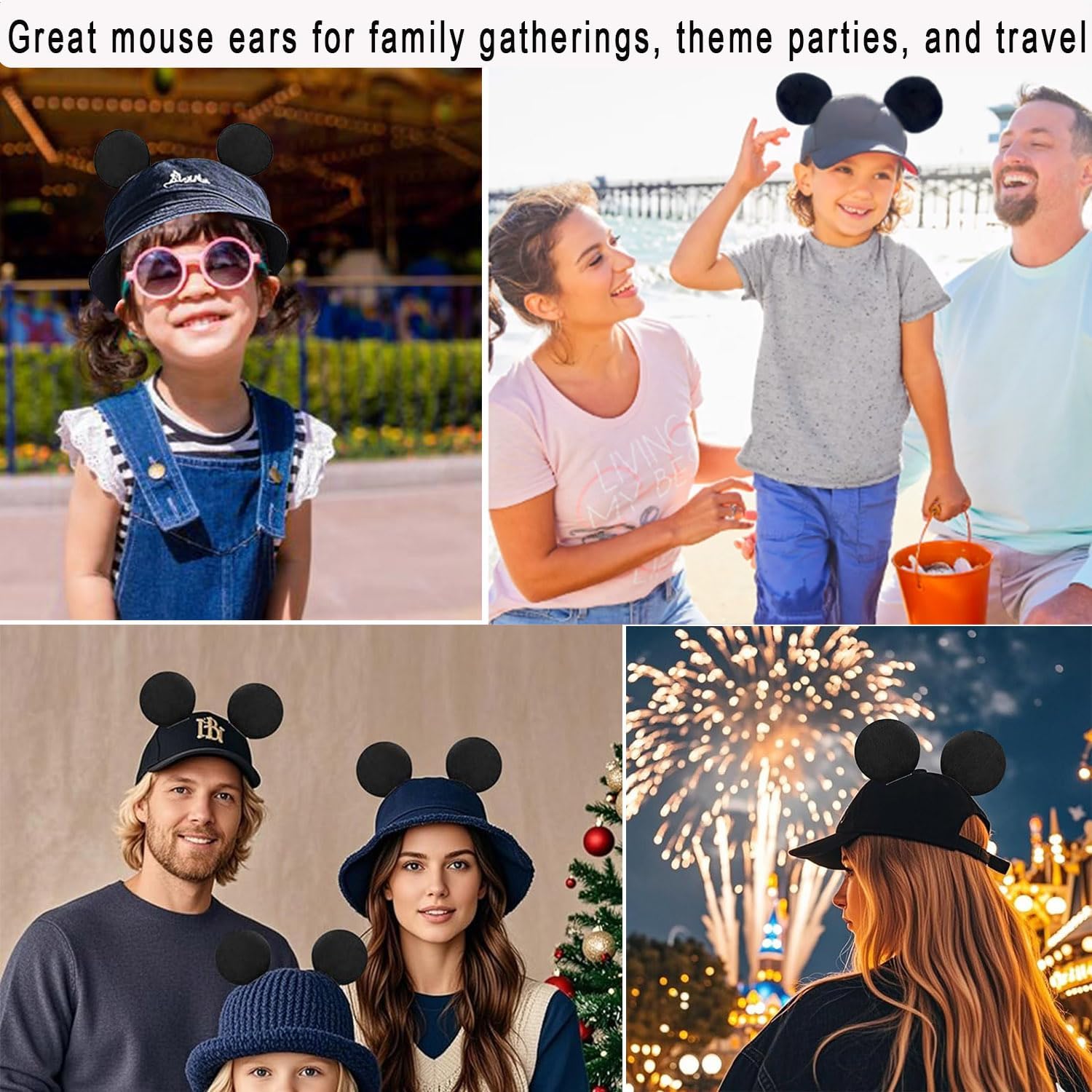 4Pcs Magnetic Mouse Ears for Hats, Removable Magnet Minni Ear Clips for Families in Theme Parks & Halloween,Christmas Parties - Image 6