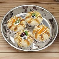 Vista 6 de Stainless Steel Dinner Round Plates, 4 Pack Food Grade Stainless Steel Plates