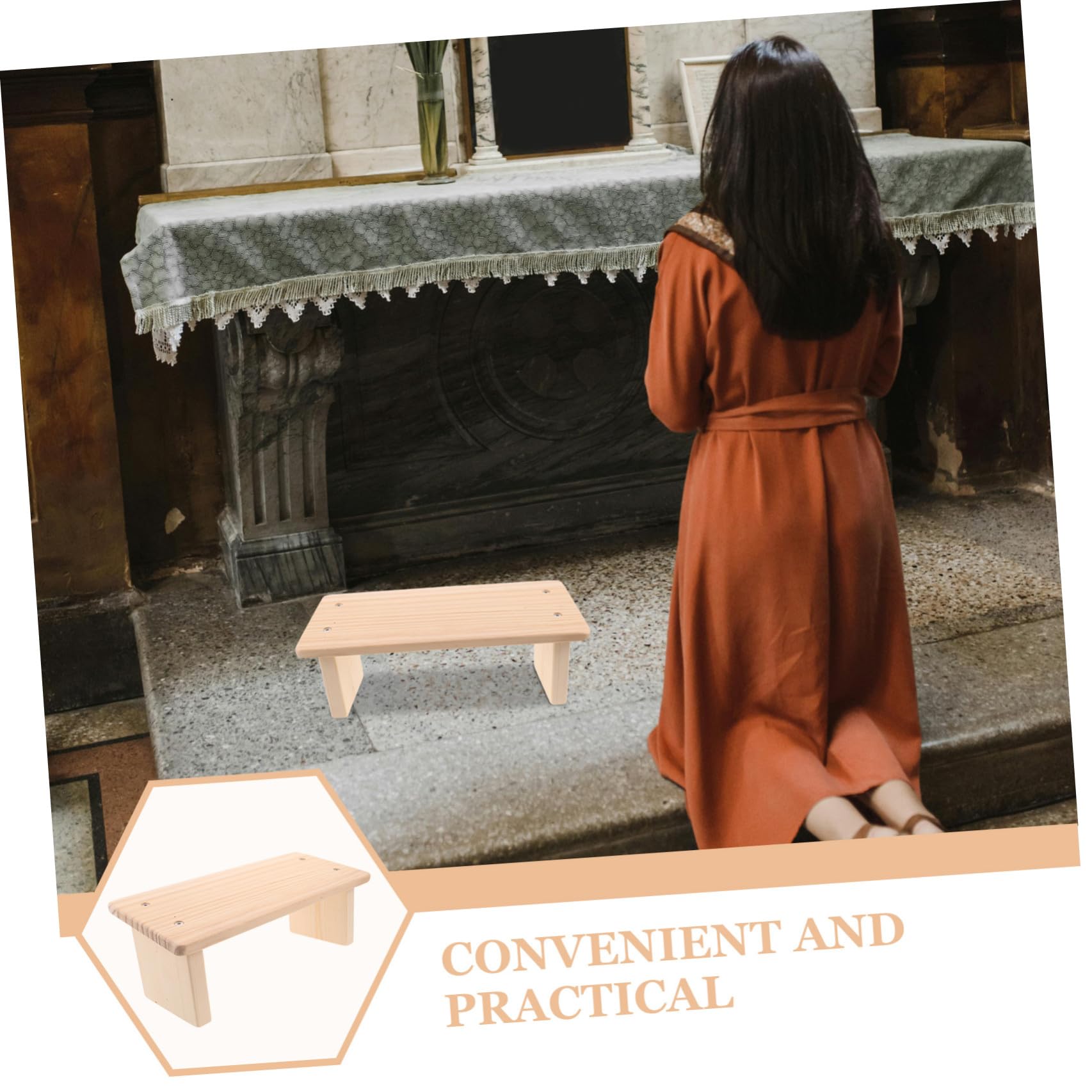 Panca da Preghiera in Legno Compatta e Portatile, Design Salvaspazio, per Rituali di Meditazione e Viaggi, Stile Classico da Chiesa Beige