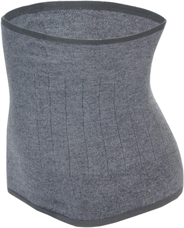 Themal Therapy Knit Kidney Warmer Abdominal Binder Stomach Lumbar Lower Back Support Brace Slim Waist Trimmer Wrap Belt Postpartum Belly Band Warm Kidney Pain Relief (Grey