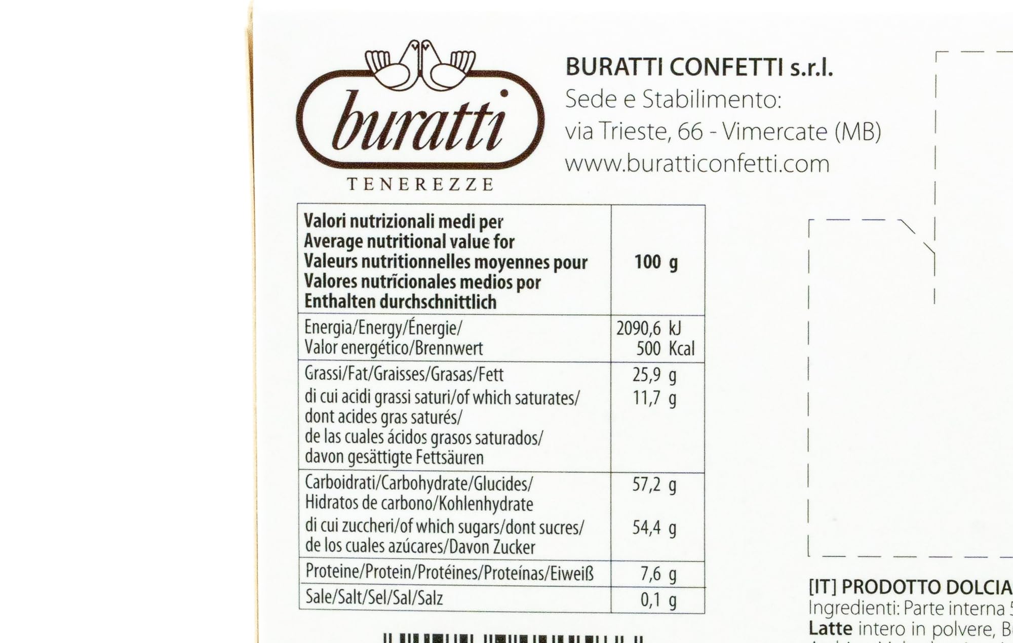 Buratti Confetti Dragées à l'amande Recouverte de Chocolat Tendresses Blanches 1 Kg