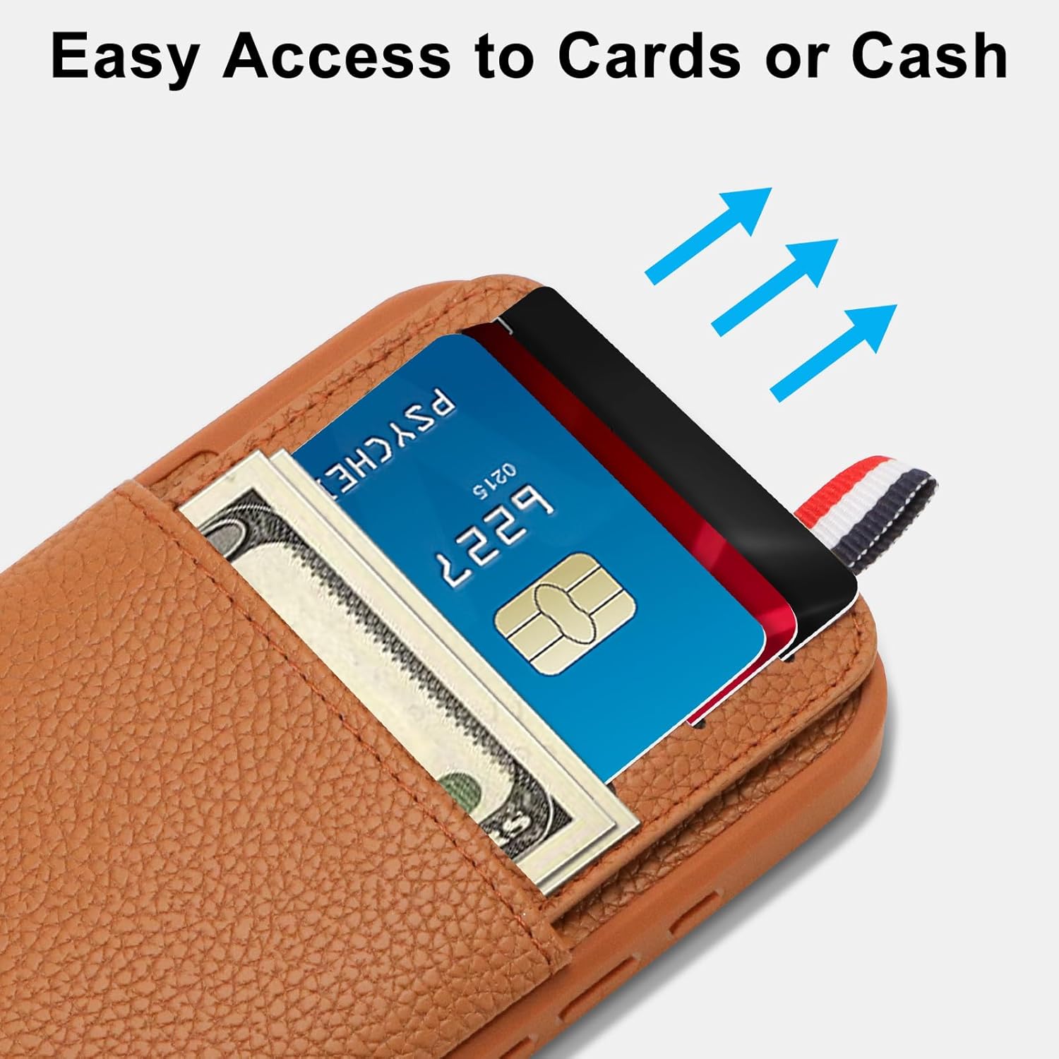 Wallet Phone Case for iPhone 16 Pro Max Case with Card Holder for Men Women, Orange Brown Leather Protective Phone Cover with Wallet Compatible with iPhone 16 Pro Max of 2024