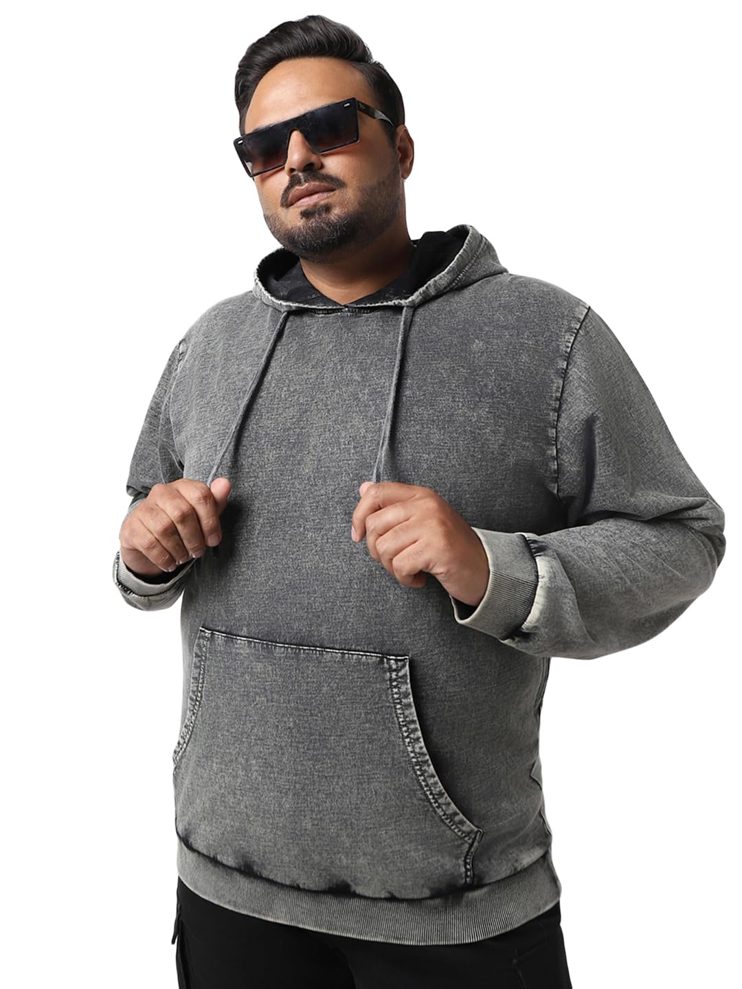 Men's Solid Regular Fit Full Sleeve Terry Plus Size Hoodies-image-11