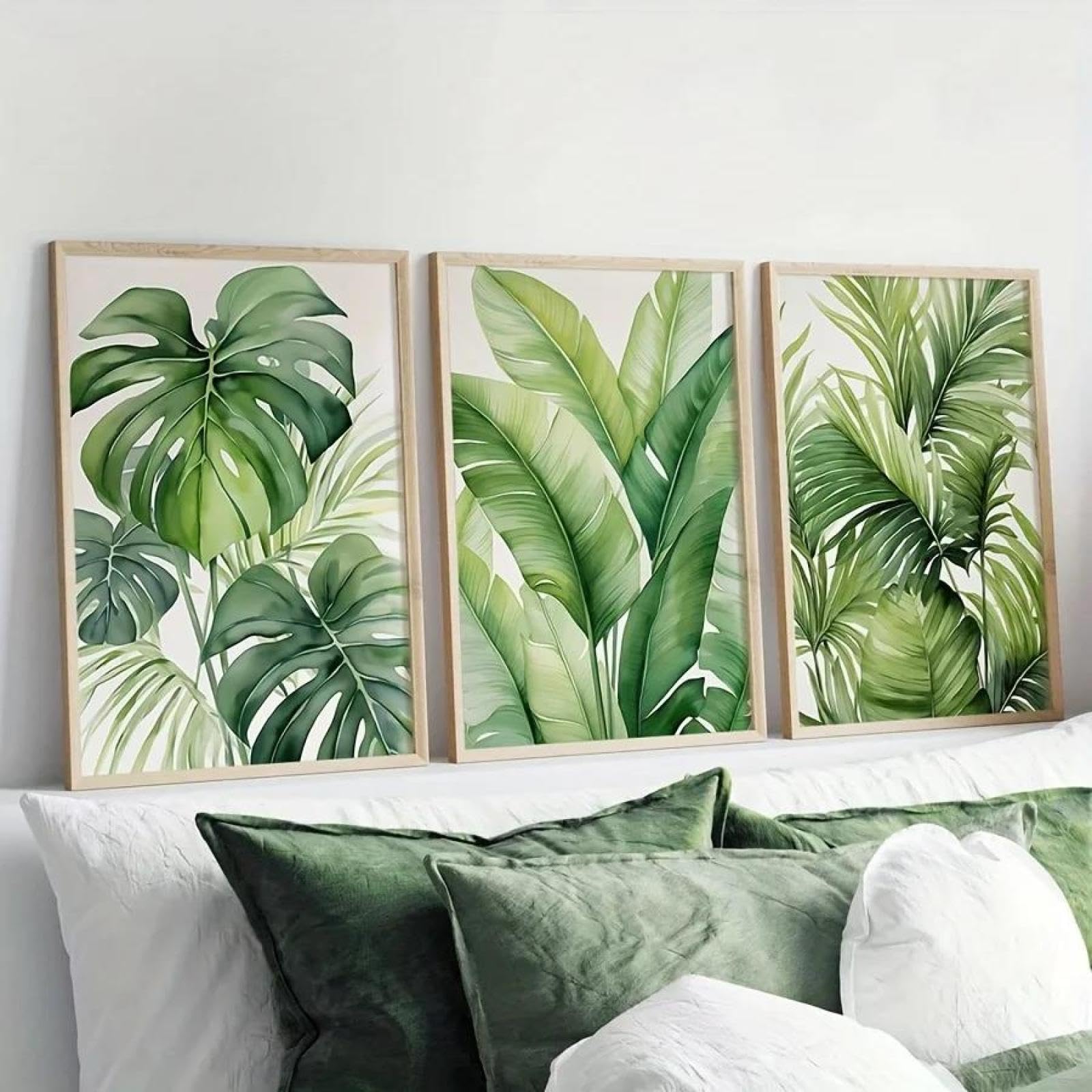 Baibexing Tropical Watercolor Leaf Plant Canvas Prints Banana Palm Leaf Wall Art Posters For Modern Spring Beach House Home Decor 30X40Cmx3Pcs Unframed
