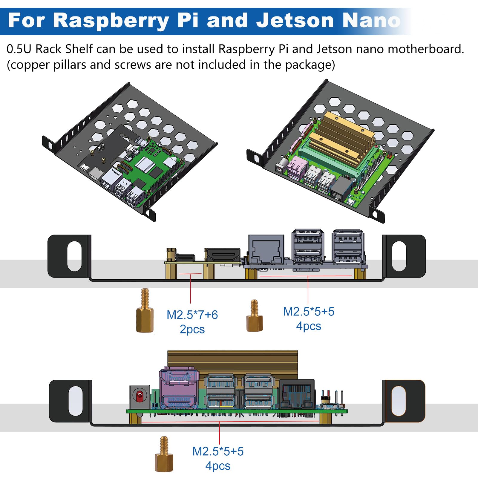 GeeekPi DeskPi RackMate TT Mini-Serverschrank für Mini-PCs, 200 mm Tiefes Mini-Rack inkl. 2X 0.5U Regalboden, für NAS, AV- & Netzwerktechnik (Silber)