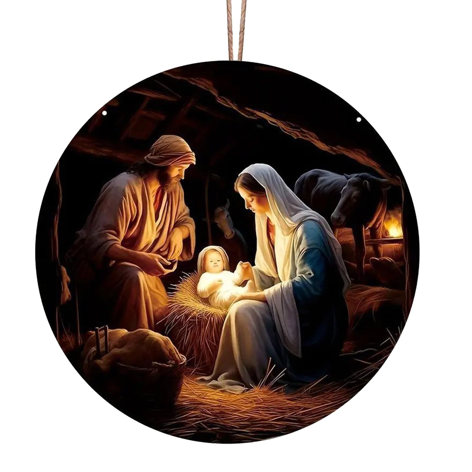 Yhplxyuus Artistic Nativity Ornament Intricate Nativity Themed Hanging Ornament Charm for and Home Festivities Sturdy Christmas Decoration