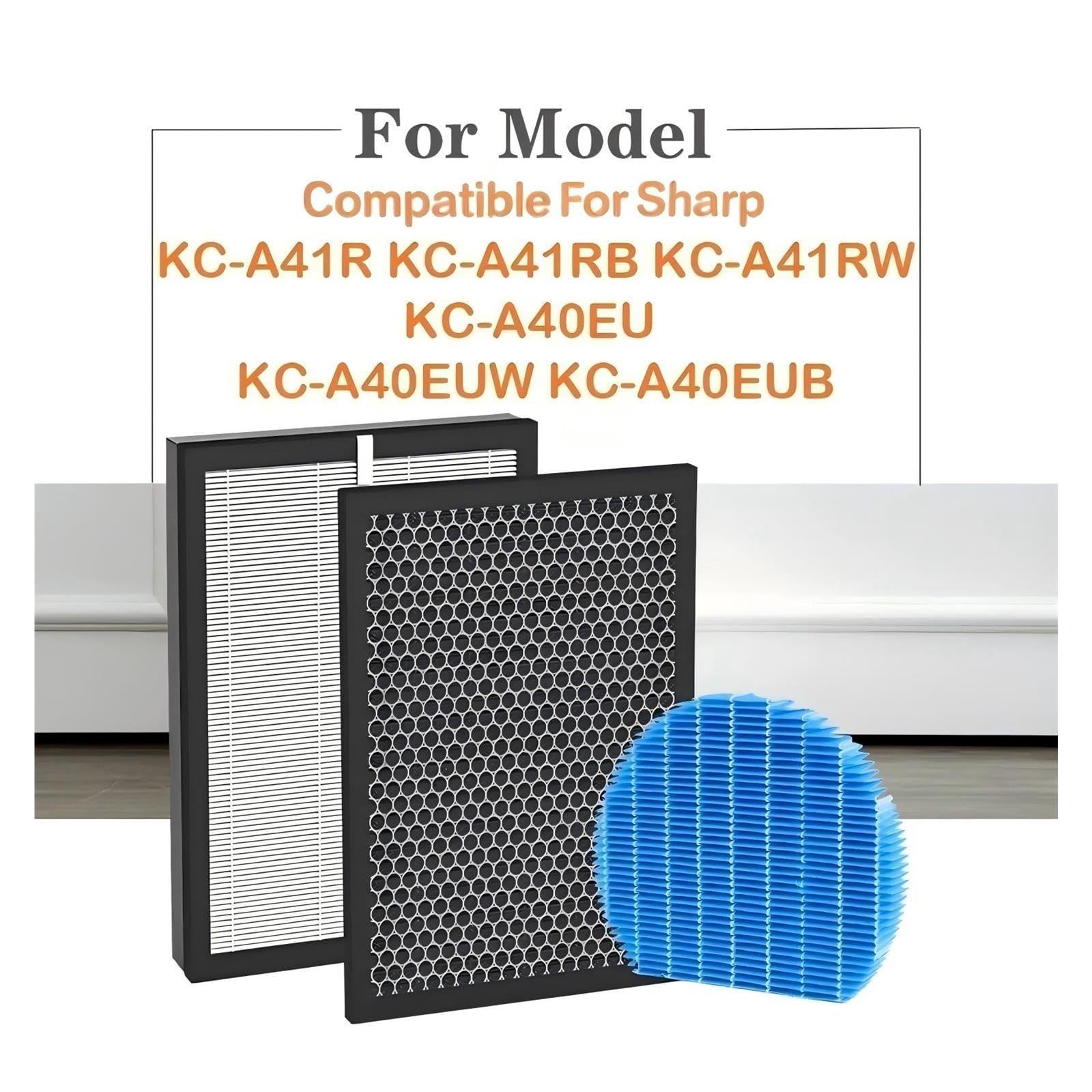 Filtro Purificador De Aire FZ-A41HFR FZ-A41DFR FZ-A61MFR, For KC-A41R | Compatible con Sharp KC-A41R-W KC-A41R-B KC-A40EU KC-A40EUW KC-A40EUB, alta eficiencia(1 SET and Humidifier)