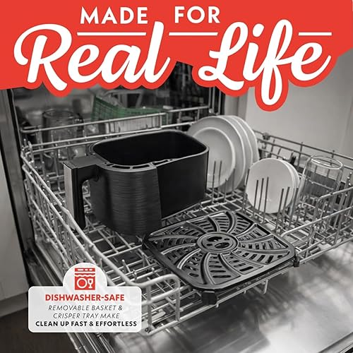 Miniatura 6 de Gourmias - Freidora digital de aire de 4 cuartos de galón de 1300 W con 12 ajustes preestablecidos de un solo toque, tecnología FryForce 360,