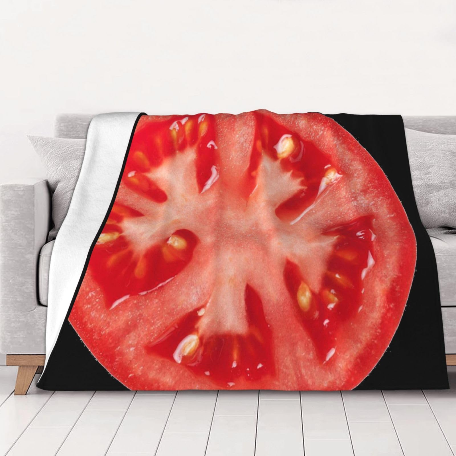 Couverture en flanelle imprimée tomate 125x100cm plaid doux chaud canapé