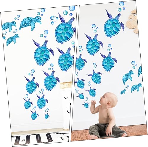 Miniatura 2 de ifundom Decoración de la habitación de los niños, 4 juegos de calcomanías de pared de tortuga azul, calcomanías a prueba de agua, papel de pared de