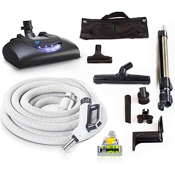 35' "Comet Central Vacuum Attachment Kit with Hose, Power Head & Tools - Works with All Brands of Central Vacuum Units